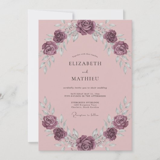 Invitation Mariage Fleur de Prunier Éteinte (Devant)