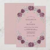 Invitation Mariage Fleur de Prunier Éteinte (Devant / Derrière)