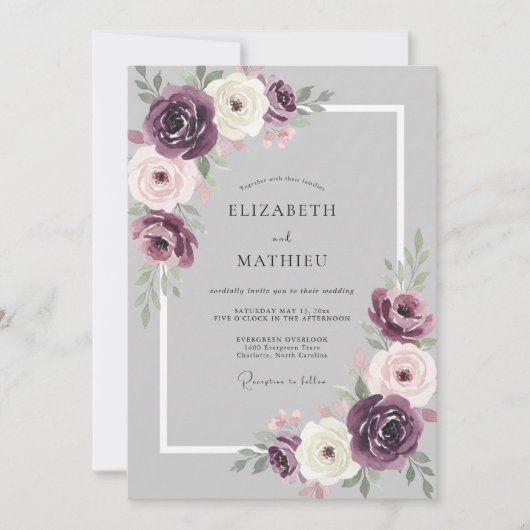 Invitation Mariage Fleur de Prunier Mauve (Devant)