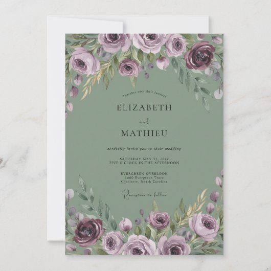 Invitation Mariage Fleur de Prunier Olive (Devant)