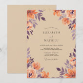 Invitation Mariage Fleur de Prunier Orange Sauvage (Devant / Derrière)
