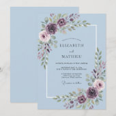 Invitation Mariage Fleur de Prunier Pervenche (Devant / Derrière)