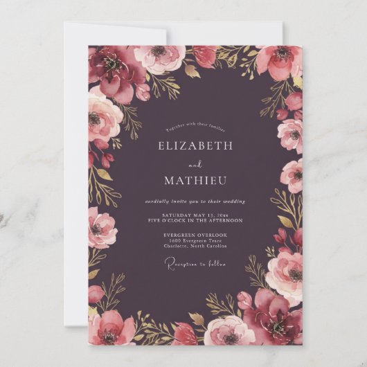 Invitation Mariage Fleur de Prunier Profond (Devant)