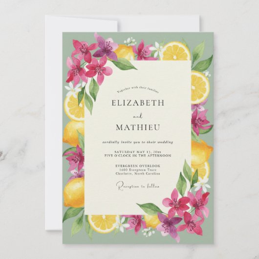 Invitation Mariage Fleur de Prunier Rose Encre (Devant)