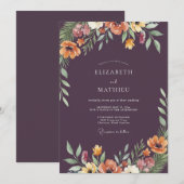Invitation Mariage Fleur de Prunier Rouille (Devant / Derrière)