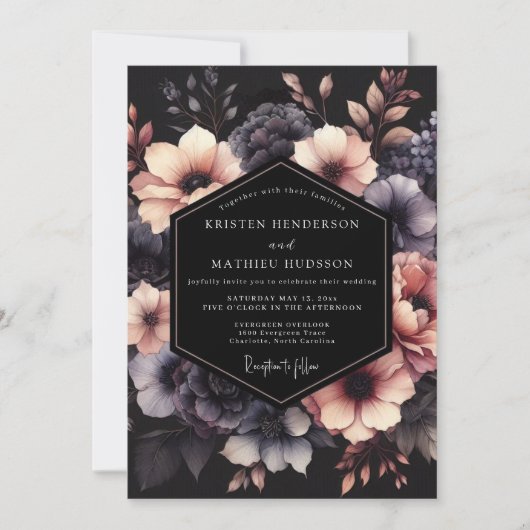 Invitation Mariage Fleur de Prunier Sombre (Devant)