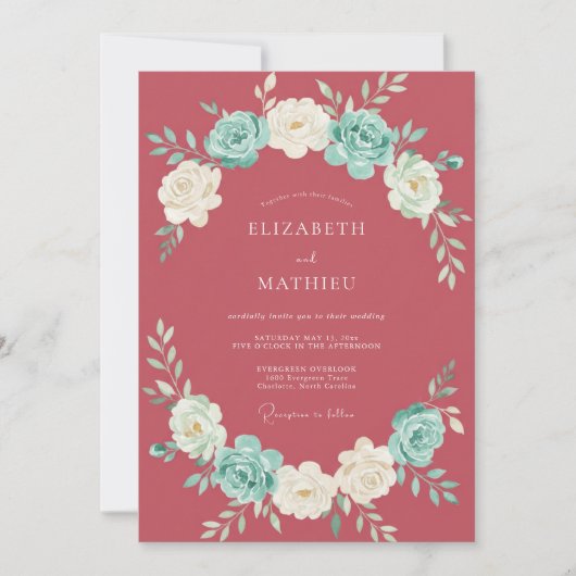 Invitation Mariage Fleur de Quartz Rose (Devant)