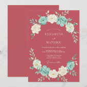 Invitation Mariage Fleur de Quartz Rose (Devant / Derrière)