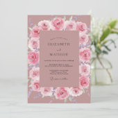 Invitation Mariage Fleur de Rose (Debout devant)