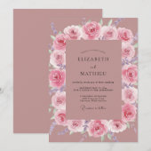 Invitation Mariage Fleur de Rose (Devant / Derrière)