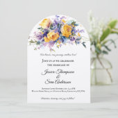 Invitation Mariage Fleur de Rose Jaune Romantique Moderne (Debout devant)