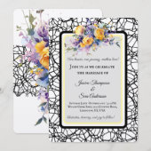 Invitation Mariage Fleur de Rose Jaune Romantique Moderne (Devant / Derrière)
