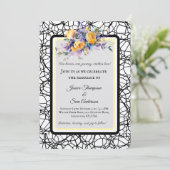Invitation Mariage Fleur de Rose Jaune Romantique Moderne (Debout devant)