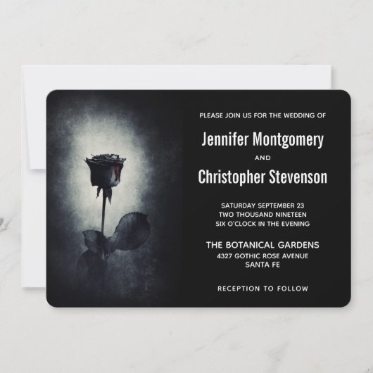 Invitation Mariage Fleur de Rose Noire Moderne qui dégoute de (Devant)