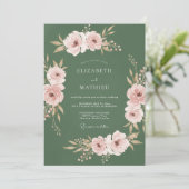 Invitation Mariage Fleur de Rose Poussiéreuse (Debout devant)
