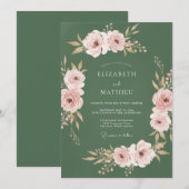 Invitation Mariage Fleur de Rose Poussiéreuse (Devant / Derrière)