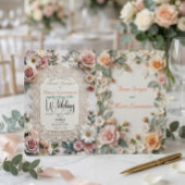 Invitation Mariage Fleur de Rose Poussiéreuse Fausse Dentelle