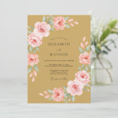 Invitation Mariage Fleur de Rosier Doux Or (Debout devant)