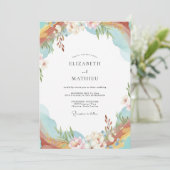 Invitation Mariage Fleur de Saisons Ciel Abricot (Debout devant)