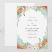 Invitation Mariage Fleur de Saisons Ciel Abricot (Devant / Derrière)