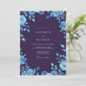Invitation Mariage Fleur de Saphir de Minuit (Debout devant)