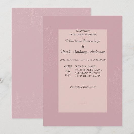 Invitation Mariage Fleur de Satin (Devant / Derrière)