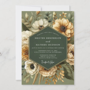Invitation Mariage Fleur de Sauge Dorée Vintage