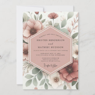Invitation Mariage Fleur de Sauge en Bois de Rose