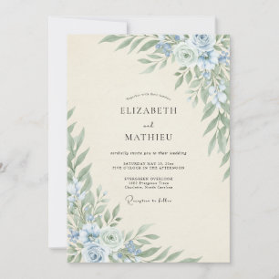 Invitation Mariage Fleur de Sauge et Bleuet