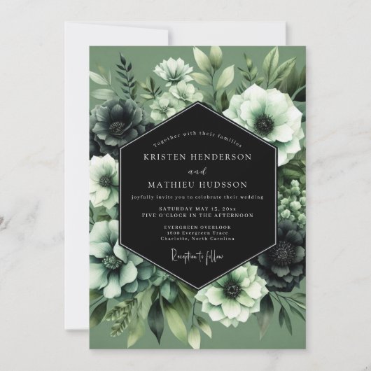 Invitation Mariage Fleur de Sauge Nocturne (Devant)