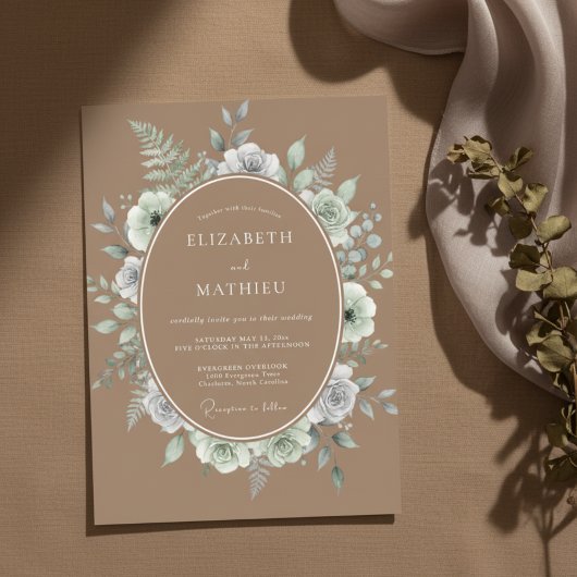Invitation Mariage Fleur de Sauge Verte