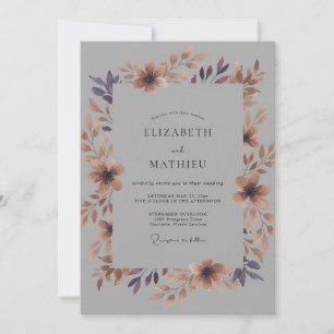 Invitation Mariage Fleur de Sauvage Terracotta Poussiéreuse A