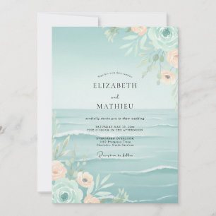 Invitation Mariage Fleur de Seringat Mer et Abricot