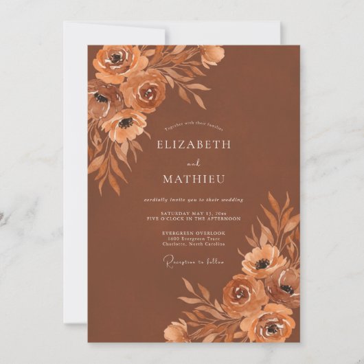 Invitation Mariage Fleur de Sienne (Devant)