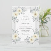 Invitation Mariage Fleur de Silver Ivory (Debout devant)