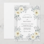 Invitation Mariage Fleur de Silver Ivory (Devant / Derrière)