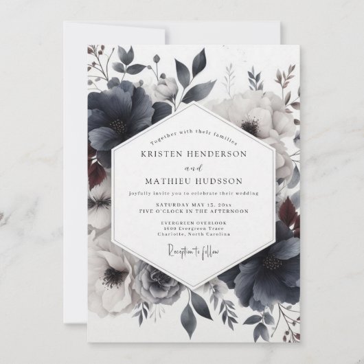 Invitation Mariage Fleur de Slate Dusky (Devant)