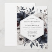 Invitation Mariage Fleur de Slate Dusky (Devant / Derrière)