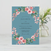 Invitation Mariage Fleur de Slate Rose (Debout devant)