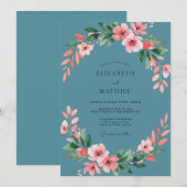 Invitation Mariage Fleur de Slate Rose (Devant / Derrière)