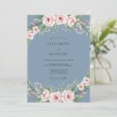 Invitation Mariage Fleur de Slate Rose (Debout devant)