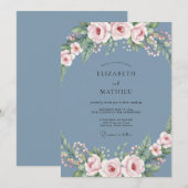 Invitation Mariage Fleur de Slate Rose (Devant / Derrière)