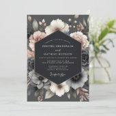 Invitation Mariage Fleur de Slate Rose Sombre (Debout devant)
