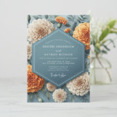 Invitation Mariage Fleur de Souci Bleu Ardoise (Debout devant)