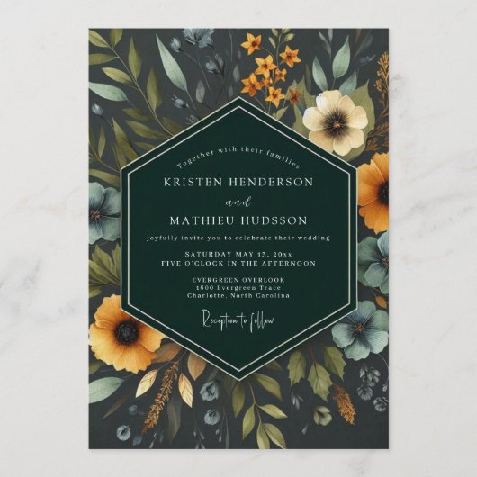 Invitation Mariage Fleur de Souci Nocturne (Devant)