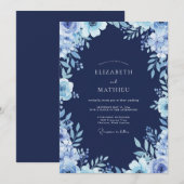 Invitation Mariage Fleur de Steel de Minuit (Devant / Derrière)