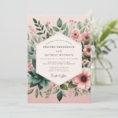 Invitation Mariage Fleur de Succulent Blush Sage (Debout devant)