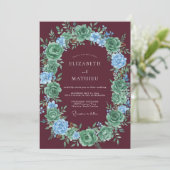 Invitation Mariage Fleur de Succulente de Bourgogne (Debout devant)