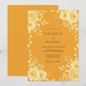 Invitation Mariage Fleur de Tagète Eucalyptus (Devant / Derrière)
