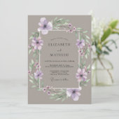 Invitation Mariage Fleur de Taupe Améthyste (Debout devant)